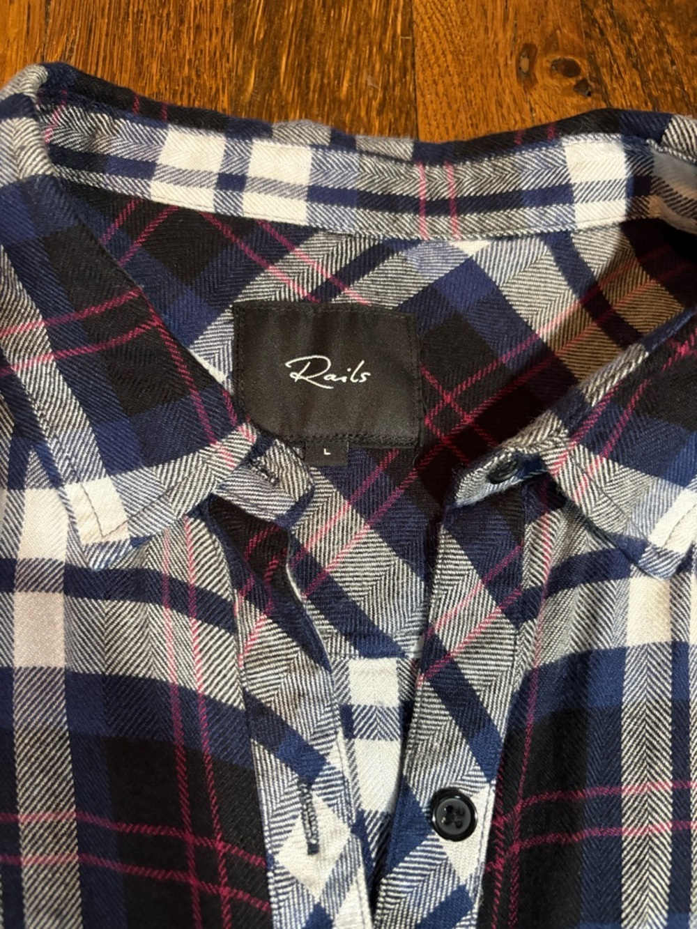 Rails Navy, White & Pink Plaid Button-Down Shirt
